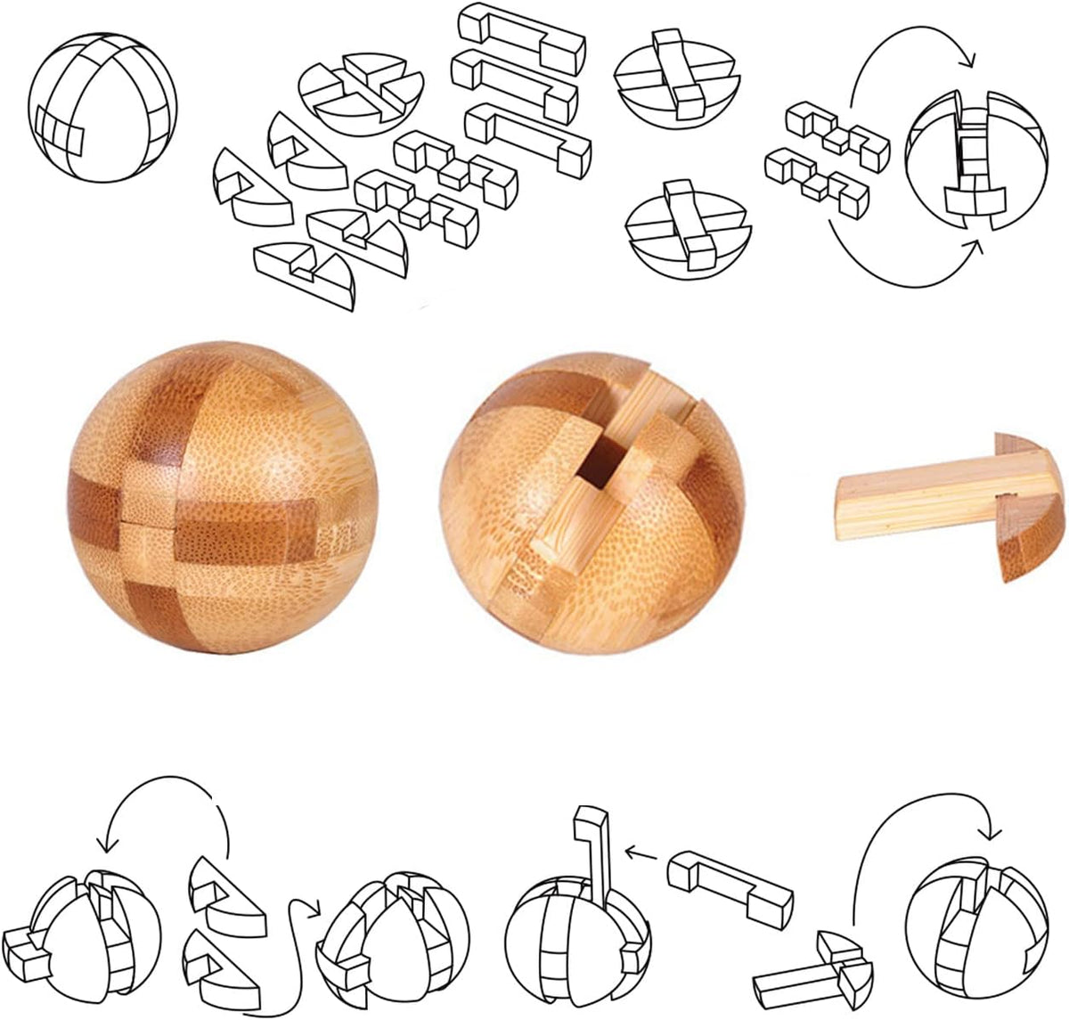 9 Stück Knobelspiele Holz, Geschicklichkeitsspiel Holz, Logikspiele IQ Spiele Geduldspiel Knobelspiele, 3D Mini Puzzle Denkspiele Spielzeug Geschenk Set für Erwachsene & Kinder, 4.5cm