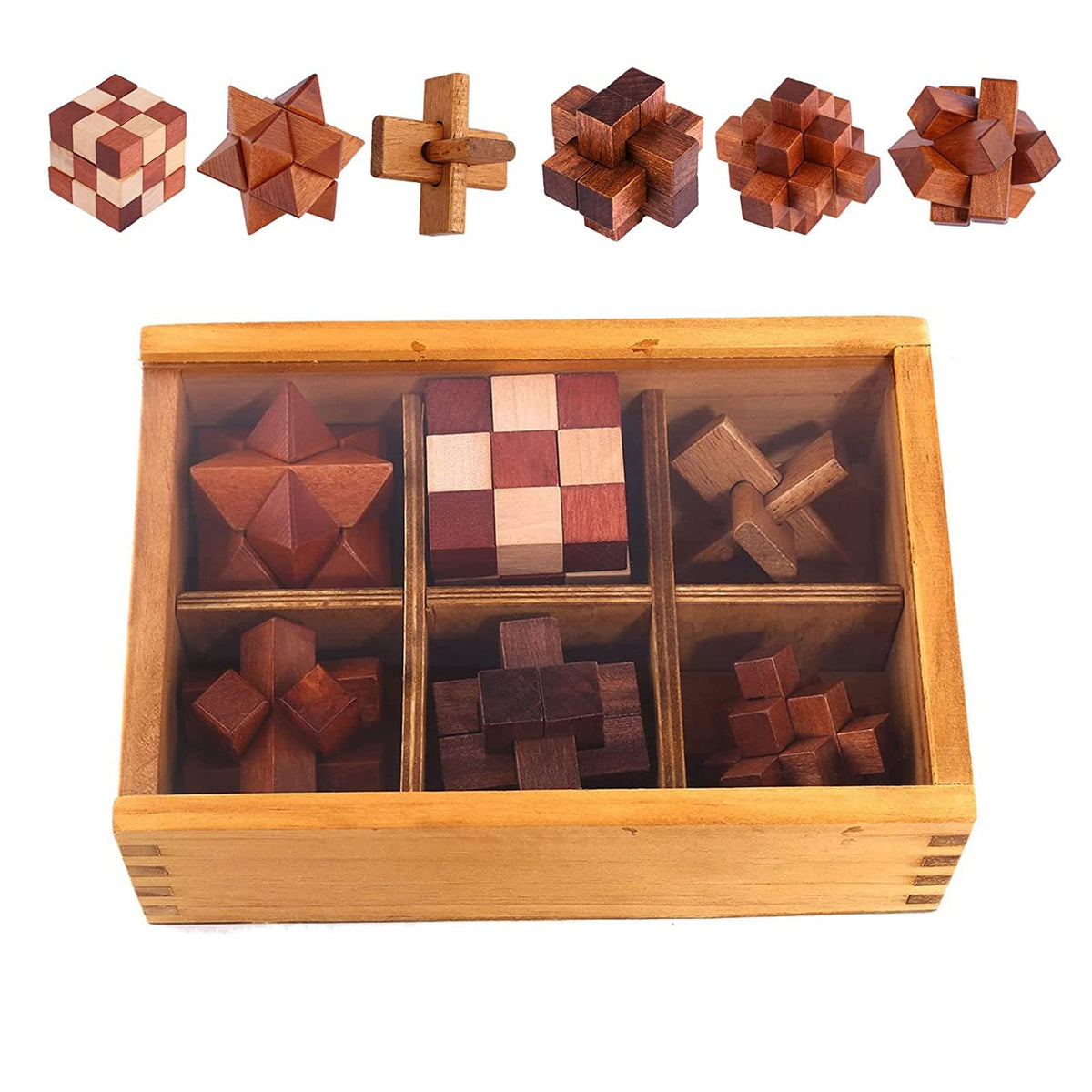 9 Stück Knobelspiele Holz, Geschicklichkeitsspiel Holz, Logikspiele IQ Spiele Geduldspiel Knobelspiele, 3D Mini Puzzle Denkspiele Spielzeug Geschenk Set für Erwachsene & Kinder, 4.5cm