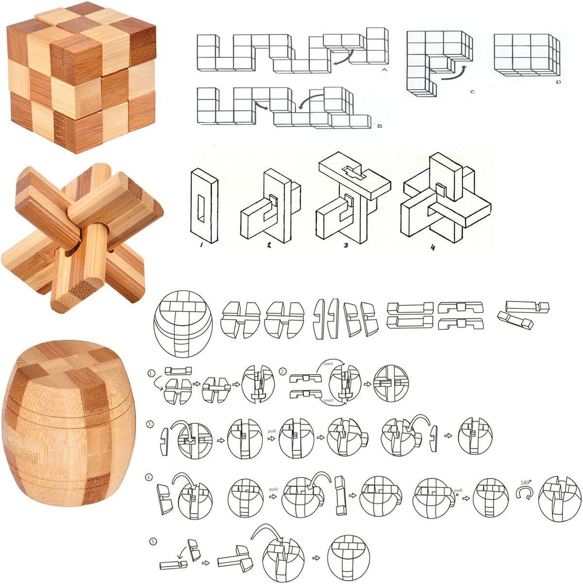 9 Stück Knobelspiele Holz, Geschicklichkeitsspiel Holz, Logikspiele IQ Spiele Geduldspiel Knobelspiele, 3D Mini Puzzle Denkspiele Spielzeug Geschenk Set für Erwachsene & Kinder, 4.5cm