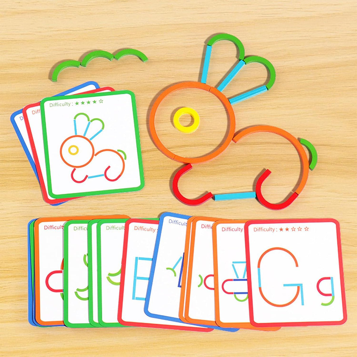 Kreatives Holzpuzzle St?cke & Ringe,formanpassungsspiel,Montessori Spielzeug ab 3 4 5 6 Jahre,Tangram Kinder,konzentrationsspiele lernspiele ab 4 5 6 Jahre,steckspiel holzpuzzle Kinder