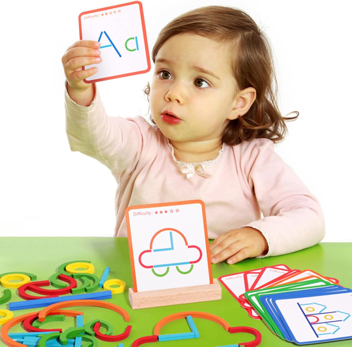 Kreatives Holzpuzzle St?cke & Ringe,formanpassungsspiel,Montessori Spielzeug ab 3 4 5 6 Jahre,Tangram Kinder,konzentrationsspiele lernspiele ab 4 5 6 Jahre,steckspiel holzpuzzle Kinder