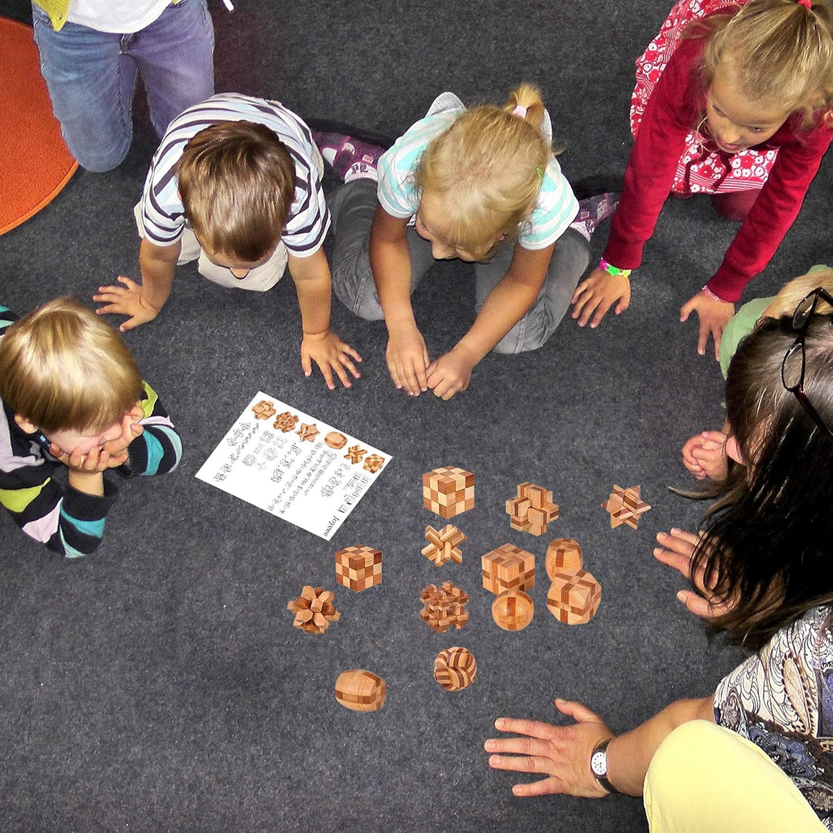 9 Stück Knobelspiele Holz, Geschicklichkeitsspiel Holz, Logikspiele IQ Spiele Geduldspiel Knobelspiele, 3D Mini Puzzle Denkspiele Spielzeug Geschenk Set für Erwachsene & Kinder, 4.5cm